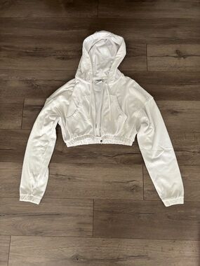 Gymshark x KK Fit Cropped White Hooded Zip-Up Jacket